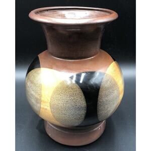 Vintage Pottery Craft USA Geometric Design Mid-Century Brown Vase 9.5” Tall